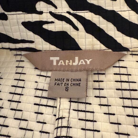 TanJay Zebra Print Collared Full Zip Quilted Jacket Size S Business Office Siren - Picture 6 of 9